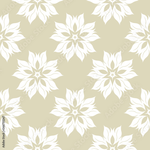 Floral seamless pattern. White design on olive green background © Liudmyla