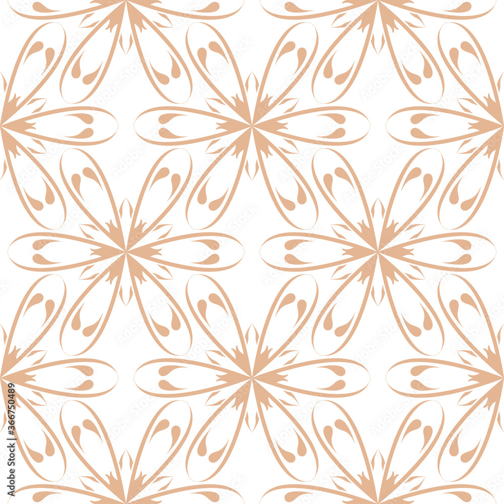 Beige floral seamless pattern on white background Beige floral seamless pattern on white background