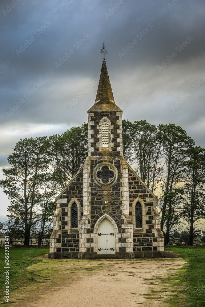 The historic St John's Uniting Church (built 1874) in Streatham, Victoria, Australia.