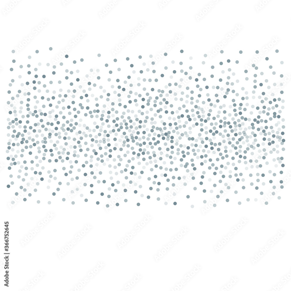 Silver glitter background, metal christmas confetti falling. light magic shining Flying glitter dots, sparkle  particles vector border backdrop. shimmer shiny halftone