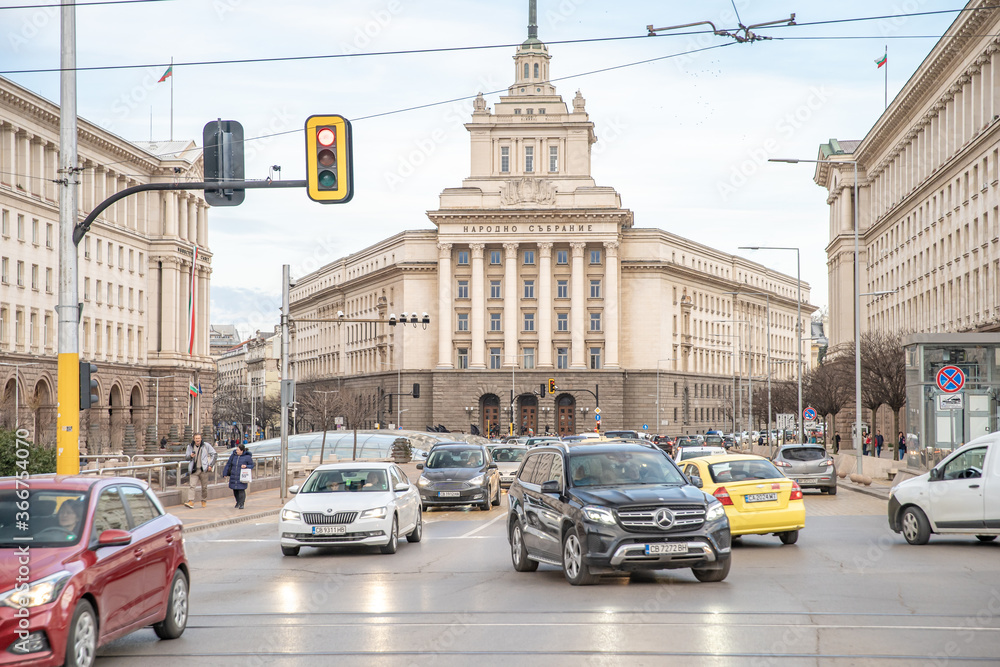 Sofia - March 2, 2020: street of the capital of Bulgaria Stock Photo | Adobe
