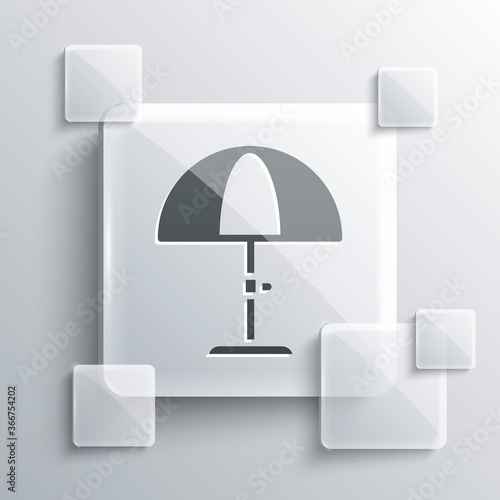 Grey Sun protective umbrella for beach icon isolated on grey background. Large parasol for outdoor space. Beach umbrella. Square glass panels. Vector.