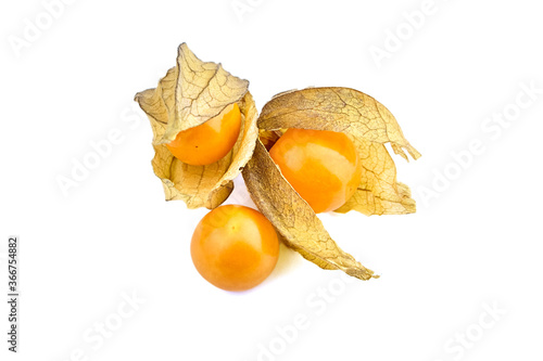 Physalis peruviana ripe fruit, goldenberries isolated on a white background photo