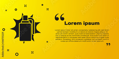 Black Hand grenade icon isolated on yellow background. Bomb explosion. Vector.