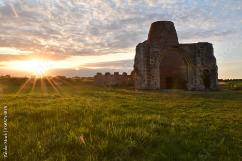 Sunset/night time at St Benet's Abbey, medieval ruins at Ludham on the Norfolk Broads photo