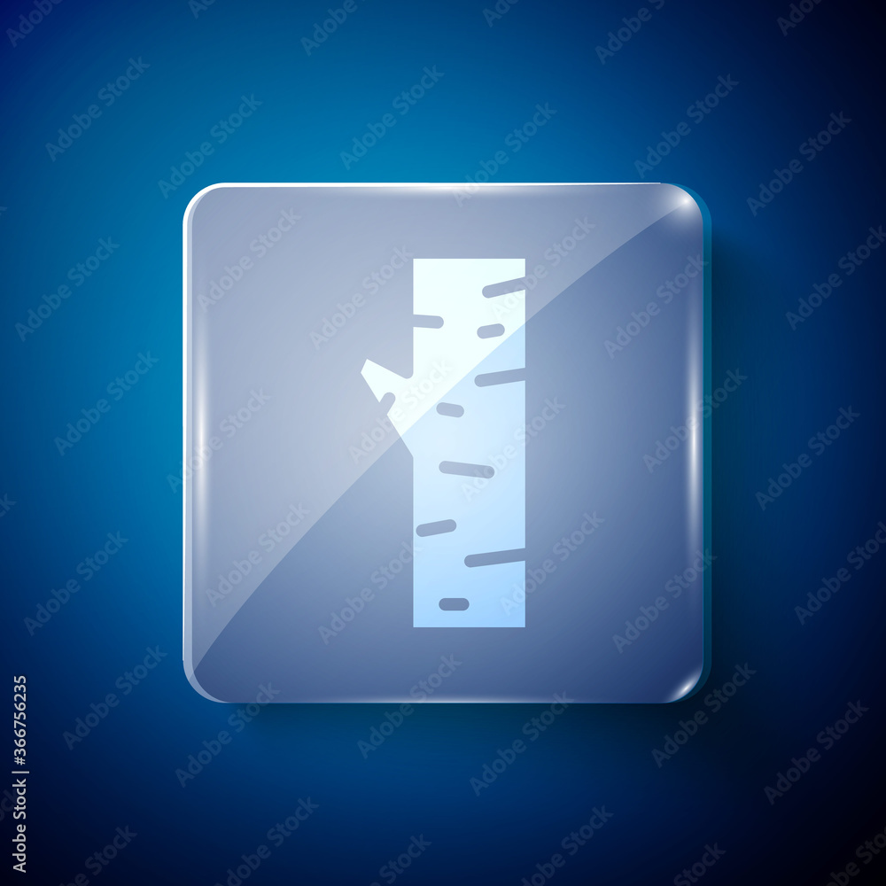 White Birch tree icon isolated on blue background. Square glass panels. Vector. White Birch tree icon isolated on blue background. Square glass panels. Vector.