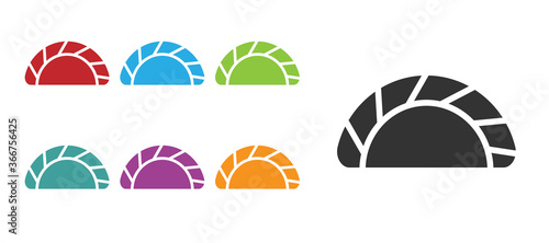 Black Dumpling icon isolated on white background. Traditional chinese dish. Set icons colorful. Vector.