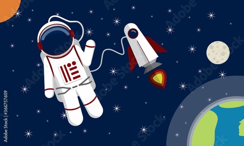Astronaut with a flat design two
