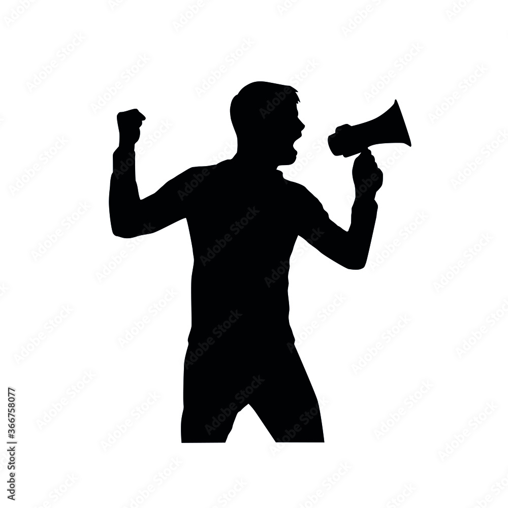 Fototapeta premium Silhouette Of Person Using Megaphone