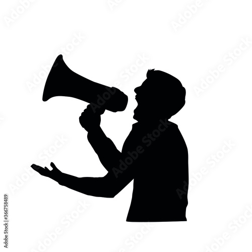 Silhouette Of Person Using Megaphone