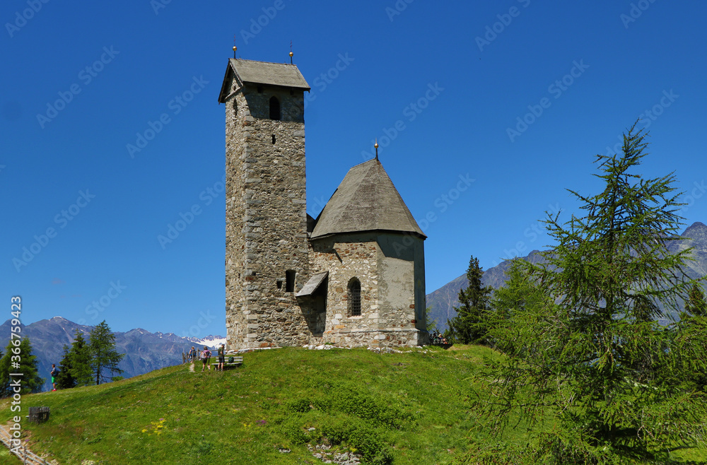 Vigiljoch, Larchbuehel, St.Vigilius, Kirche, Südtirol, Lana, Italien