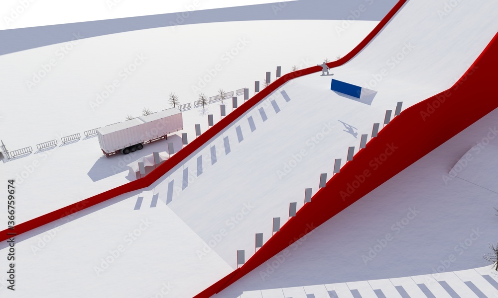 Fototapeta premium 3d illustration of a Snowboard and freestyle Ramp