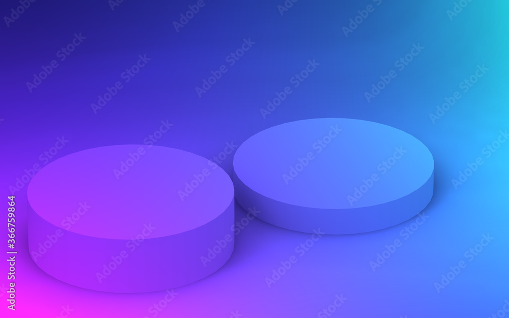 3d purple blue neon light cylinder podium minimal studio gradient dark colors background. Abstract 3d geometric shape object illustration render. Display for nightclub party and technology product. 3d purple blue neon light cylinder podium minimal studio gradient dark colors background. Abstract 3d geometric shape object illustration render. Display for nightclub party and technology product.