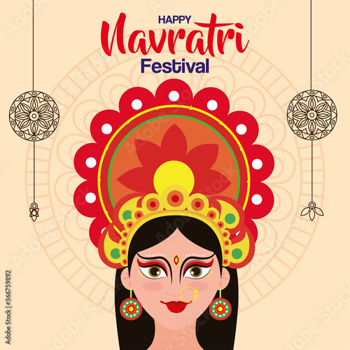 poster of goddess durga for happy navratri celebration photo