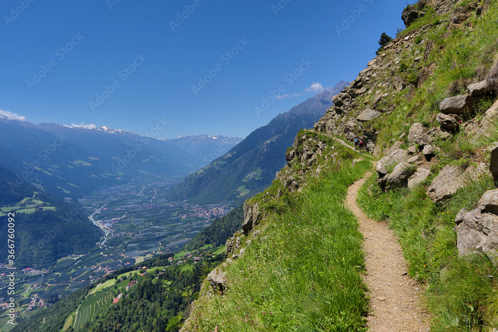 Vellauer Felsenweg, Wandern, Dorf Tirol, Algund, Vellau, Vinschgau, Südtirol, Italien, Meraner Land