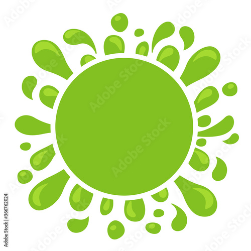 lemon green juice drop splash shape and circle for copy space, water blob green apple flat icon isolated on white, green tea water splash expose, aloe juice drop for banner, lime juice splatter flow