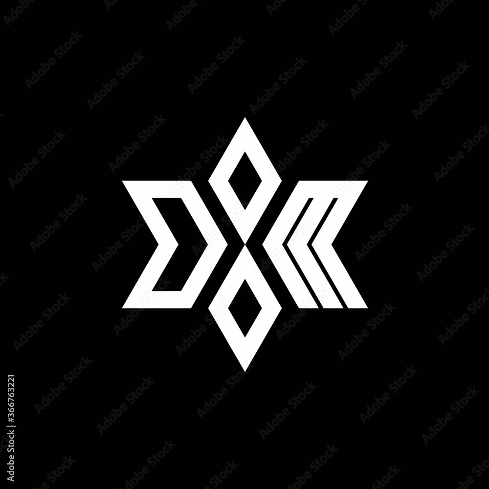 OM monogram logo with star shape and luxury style OM monogram logo with star shape and luxury style