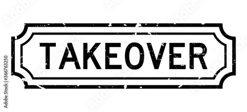 Grunge black takeover word rubber seal stamp on white background
