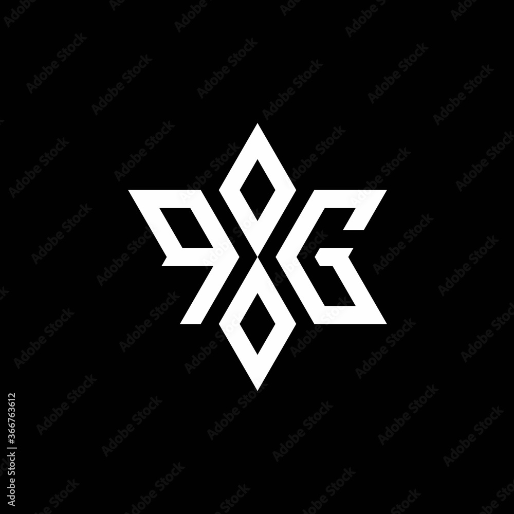 PG monogram logo with star shape and luxury style PG monogram logo with star shape and luxury style