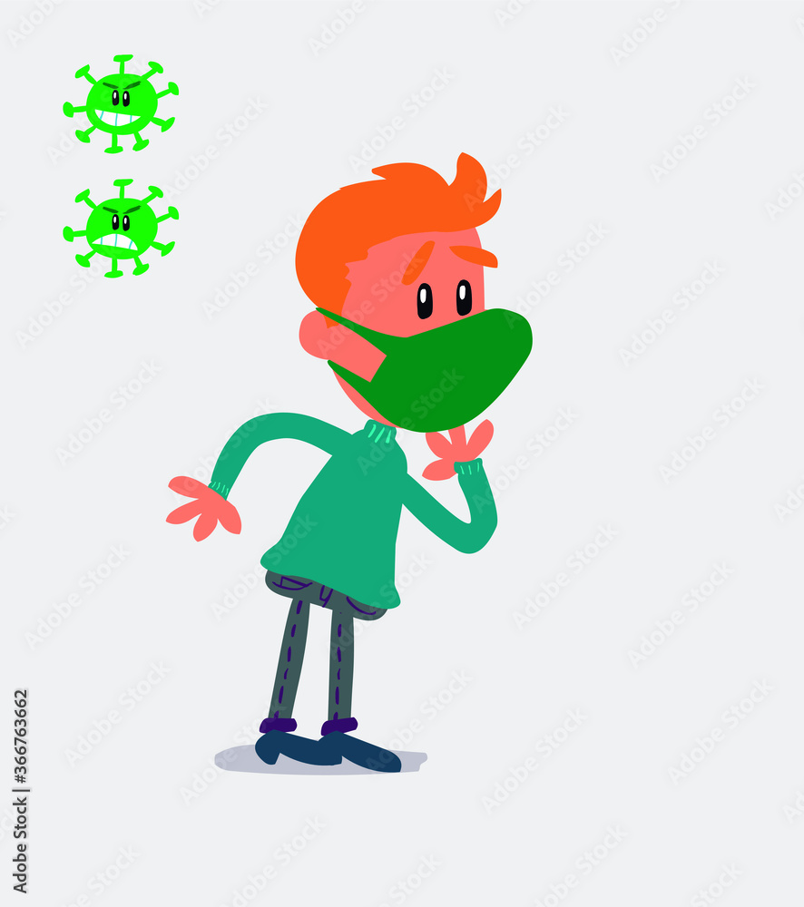 young man dressed casually with mask and virus COVID unpleasantly surprised
young man dressed casually with mask and virus COVID unpleasantly surprised