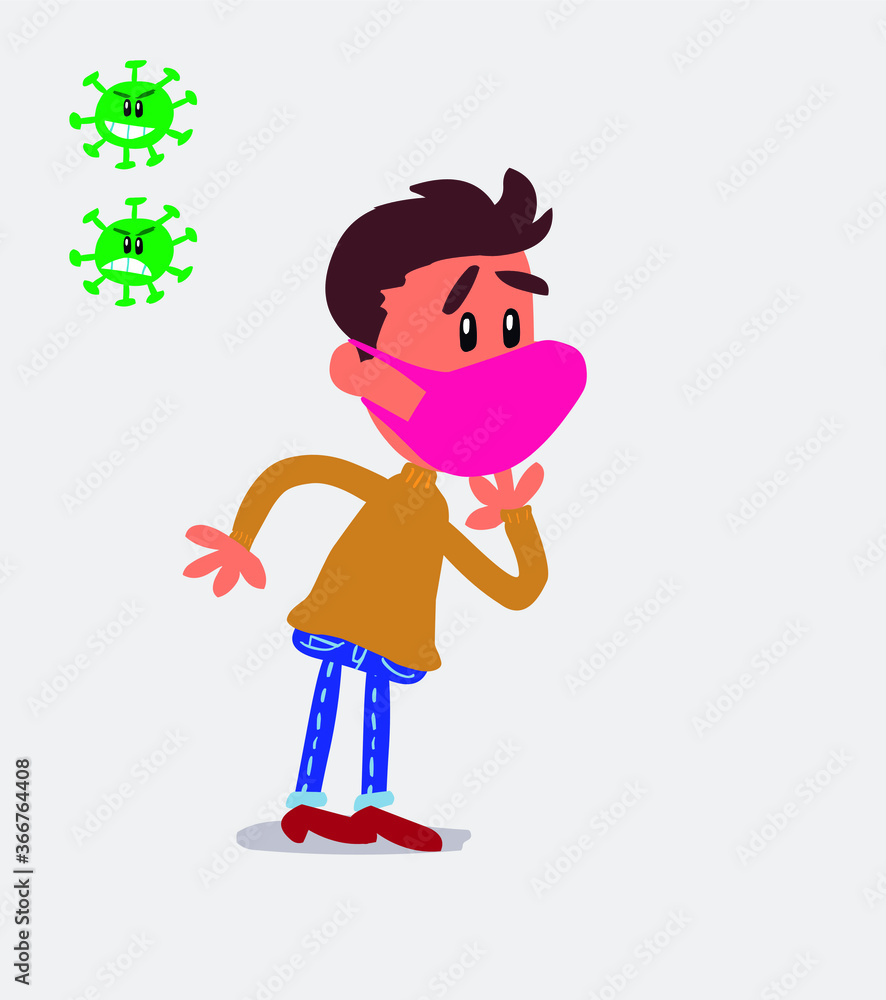 young man dressed casually with mask and virus COVID unpleasantly surprised
young man dressed casually with mask and virus COVID unpleasantly surprised
