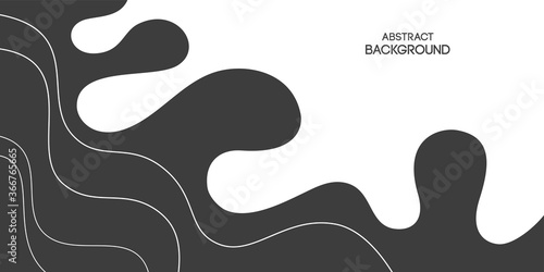 Abstract background, poster, banner. Composition of amorphous forms, liquid shapes, lines. Vector monochrome illustration in flat style.