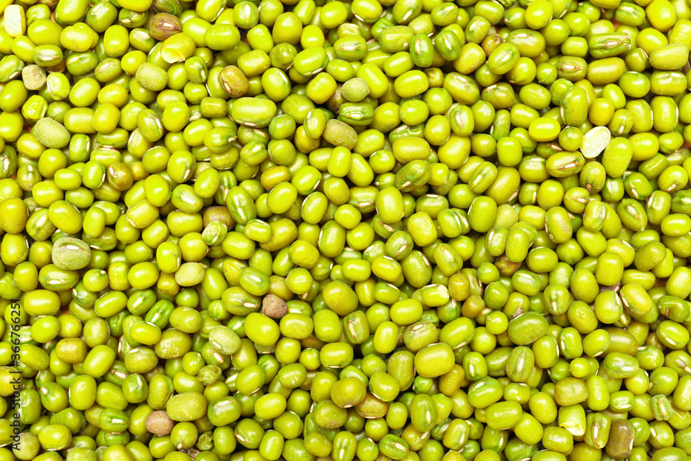 Heap of raw mung beans as background