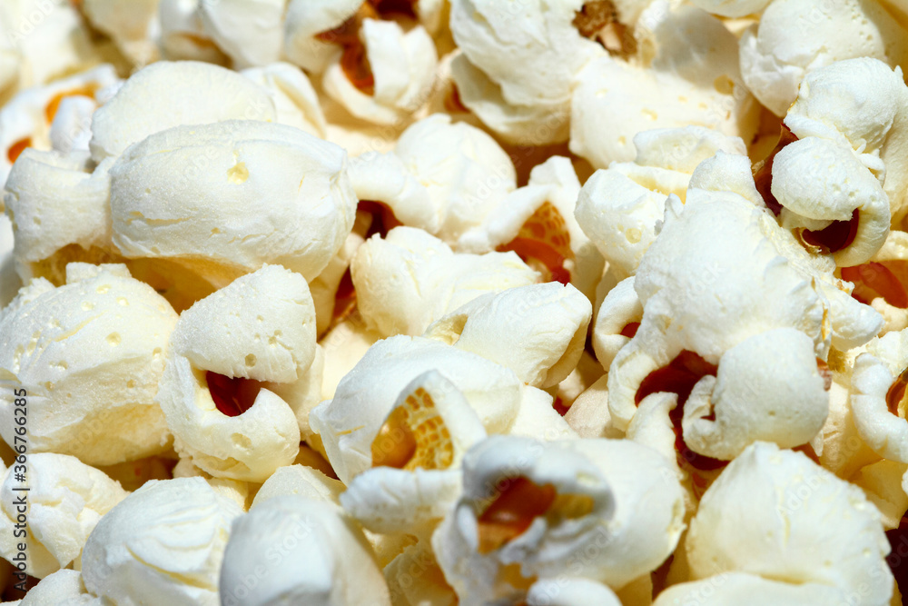 Close up view of freshly made popcorn