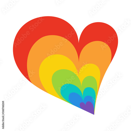 Vector illustration of heart rainbow symbol for International Day Against Homophobia LGBT flat design. Gay, lesbian, transgender, queer minority. Love. Valentine's Day.