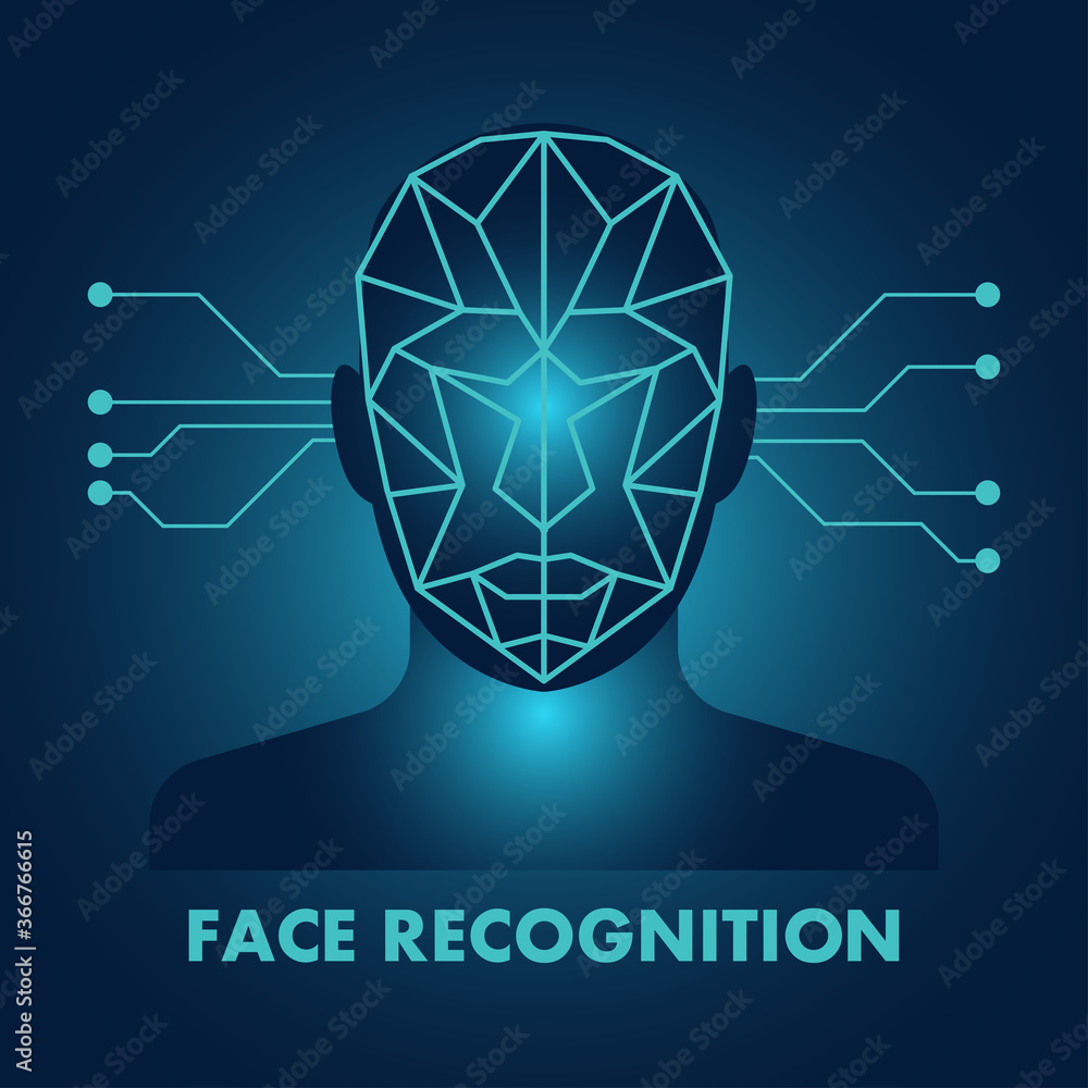 human face recognition scanning system. vector illustration human face recognition scanning system. vector illustration