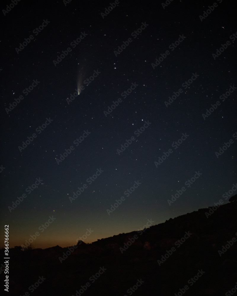 Comet Neowise over Stowes Hill the Cheese-wring Bodmin Moor Cornwall