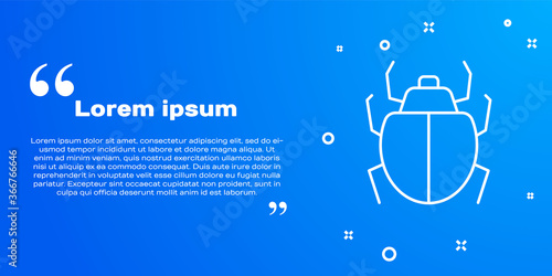White line Mite icon isolated on blue background. Vector.