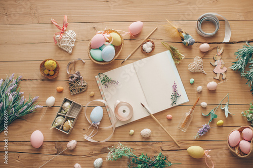 Canvas Print Easter holiday concept. Easter concept. Wooden background.
