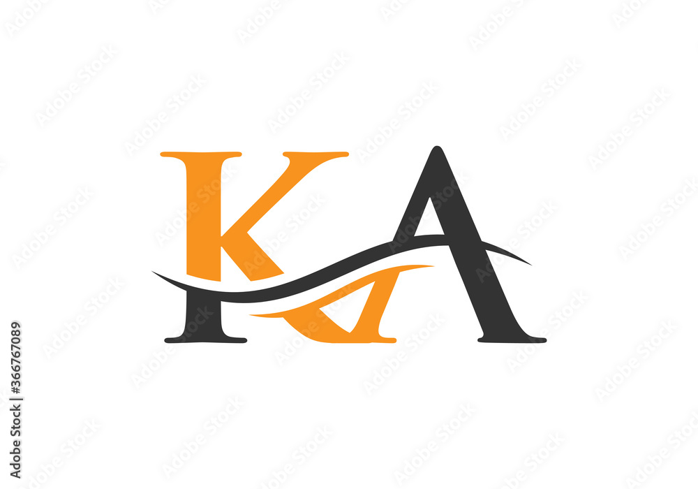 Water Wave KA Logo Vector. Swoosh Letter KA Logo Design for business ...