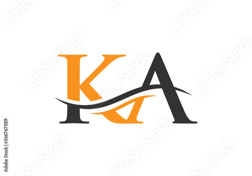 Water Wave KA Logo Vector. Swoosh Letter KA Logo Design for business and company identity. photo