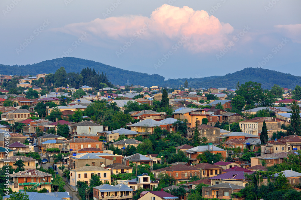 Colorful houses at the sunset in Kutaisi, Georgia