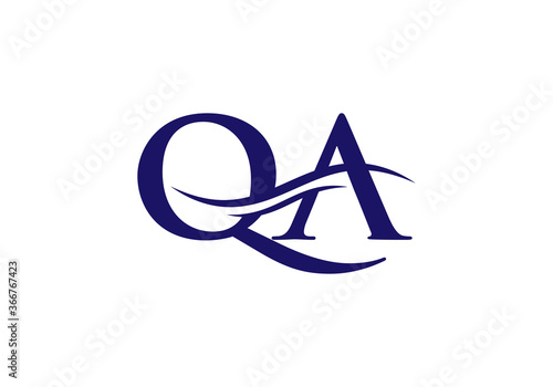 Water Wave QA Logo Vector. Swoosh Letter QA Logo Design for business and company identity.