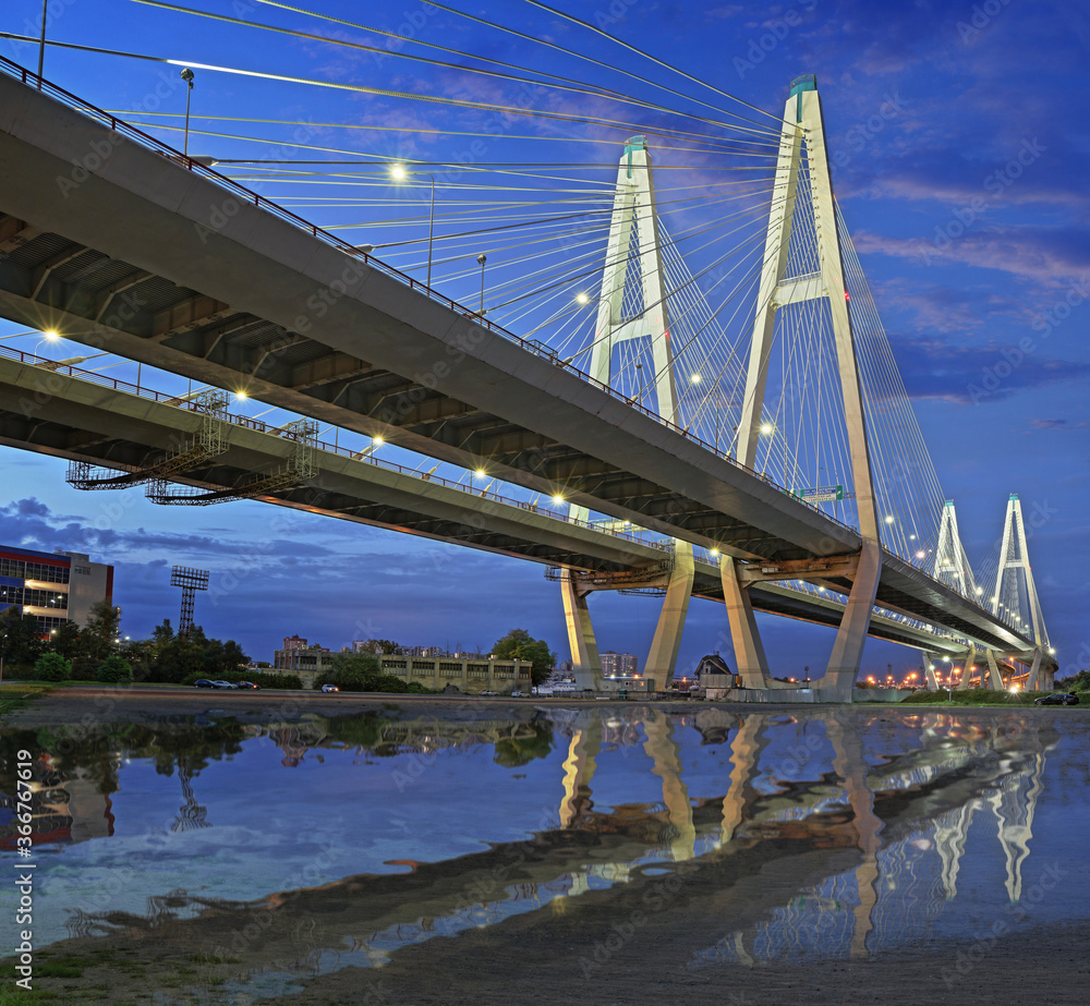 Fototapeta premium A large cable-stayed bridge in Saint-Petersburg