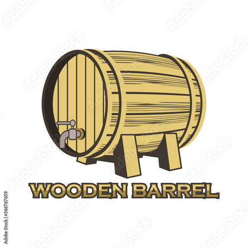 wooden barrel isolated on white background. vector illustration