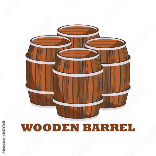 wooden barrel isolated on white background. vector illustration