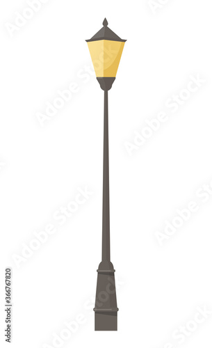 Street lamp post. Lantern. Isolated on white background. Flat design. Vector illustration.