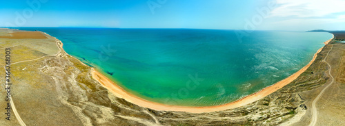 Zolotoy Beach - golden beach near the village of Yakovenkovo in eastern Crimea (southern Russia) on a sunny summer day. A retreat away from the tourist trails.