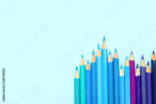 Ordinary pencils on color background