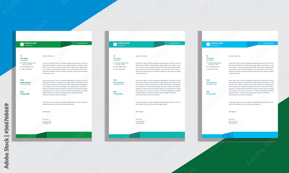 Fototapeta premium Professional And Modern Business Style, Flat Letterhead Design Template Vector.