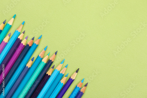 Ordinary pencils on color background
