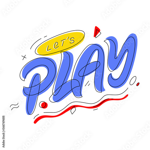 Lets Play. Hand lettering colorful logo. Design for banners, prints and posters, etc.