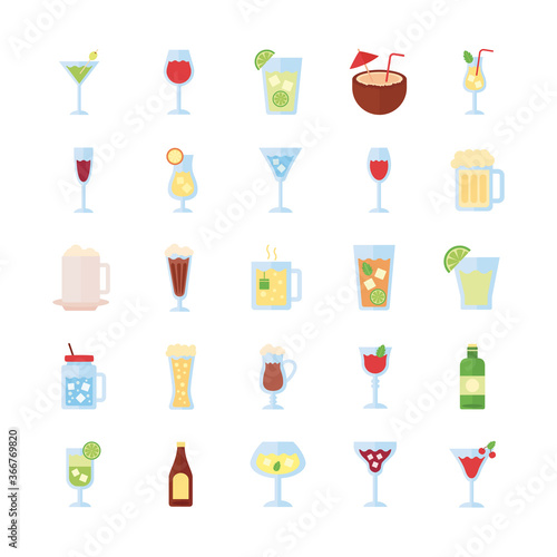 Wallpaper Mural bundle of drinks collection set icons Torontodigital.ca