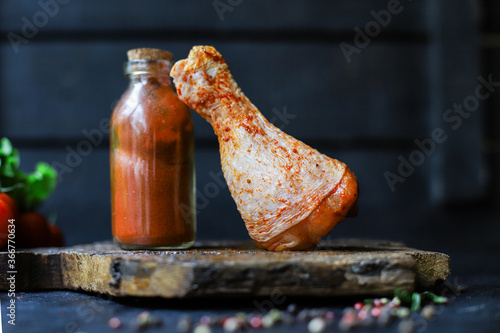 raw chicken legs marinade paprika barbecue grilled meat poultry second course food background top view copy space eating healthy keto or paleo diet photo