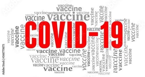 Covid-19 vaccine word cloud isolated on a white background