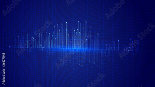 Glowing dots and lines make up the abstract background of network technology big data. 